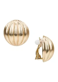 Scalloped Buttop Clip Earrings