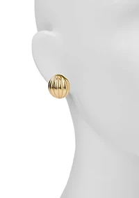 Scalloped Buttop Clip Earrings