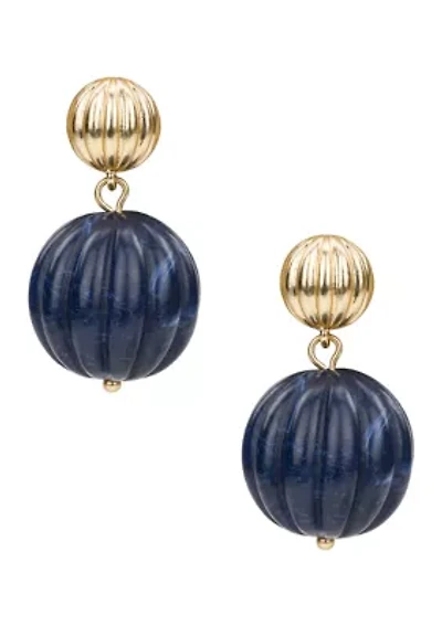 Blue Bead Drop Post Earrings