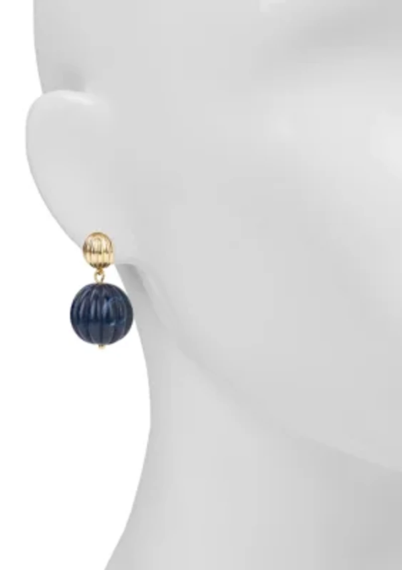 Blue Bead Drop Post Earrings