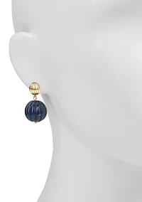 Blue Bead Drop Post Earrings