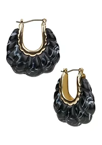 Green Scalloped Huggie Hoop Earrings