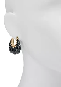 Green Scalloped Huggie Hoop Earrings