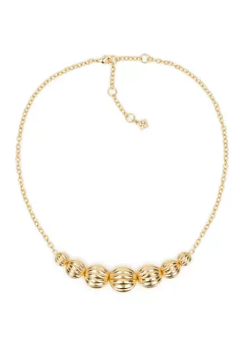 Scalloped Gold Tone Frontal Necklace