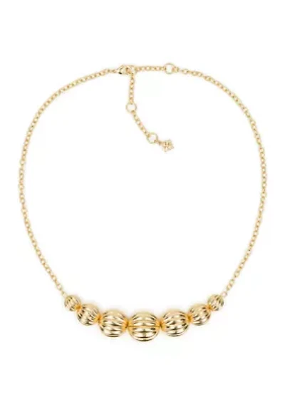 Scalloped Gold Tone Frontal Necklace