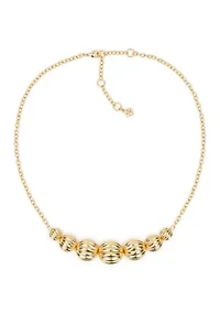 Scalloped Gold Tone Frontal Necklace
