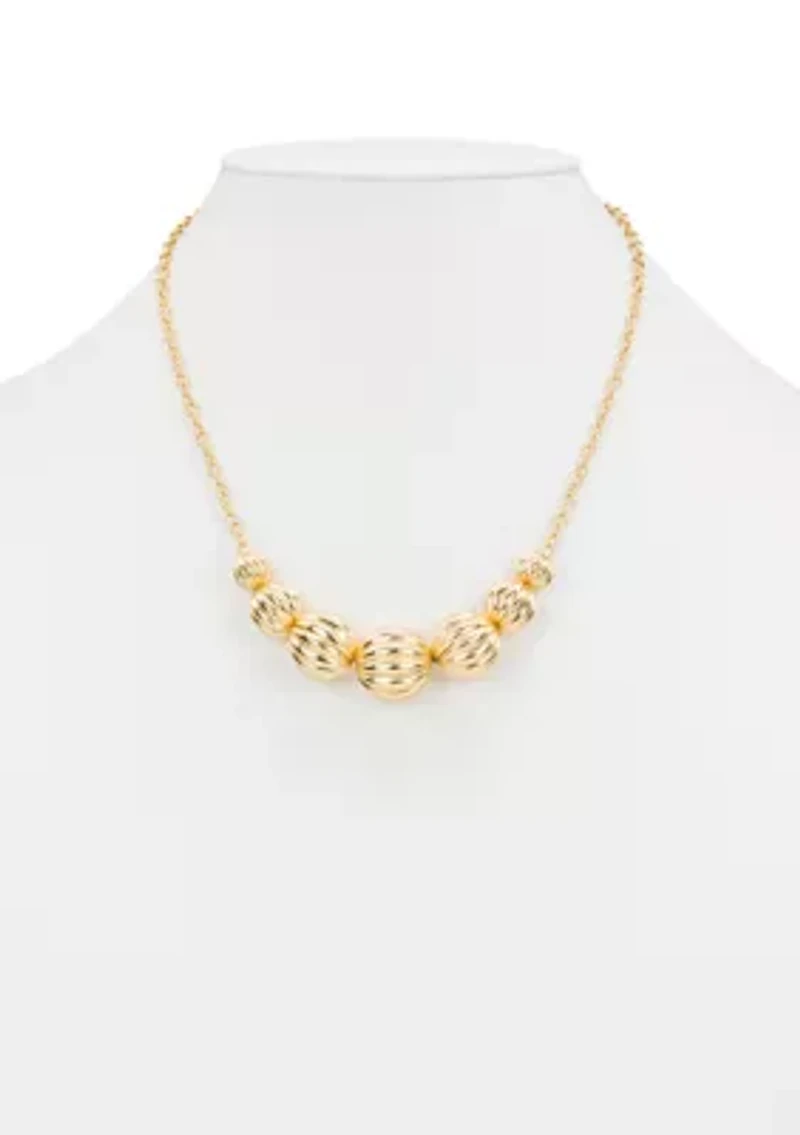 Scalloped Gold Tone Frontal Necklace