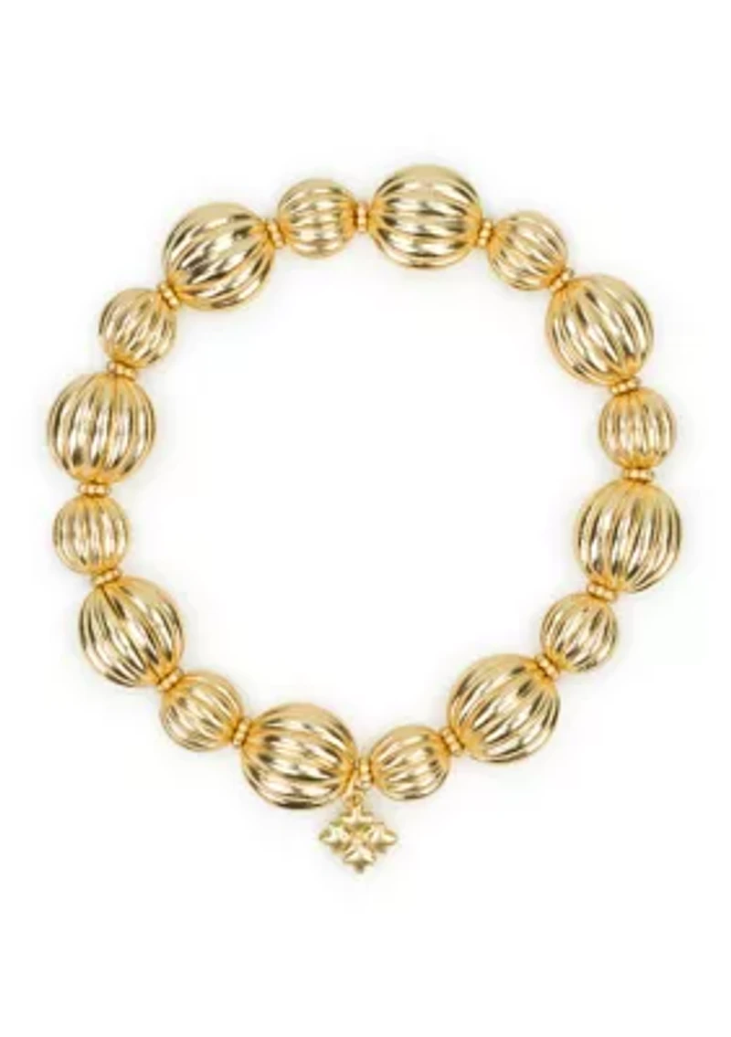 Scalloped Gold Tone Stretch Bracelet