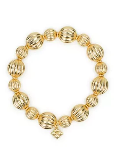 Scalloped Gold Tone Stretch Bracelet