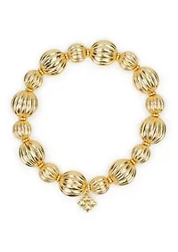 Scalloped Gold Tone Stretch Bracelet