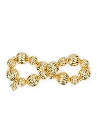 Scalloped Gold Tone Stretch Bracelet