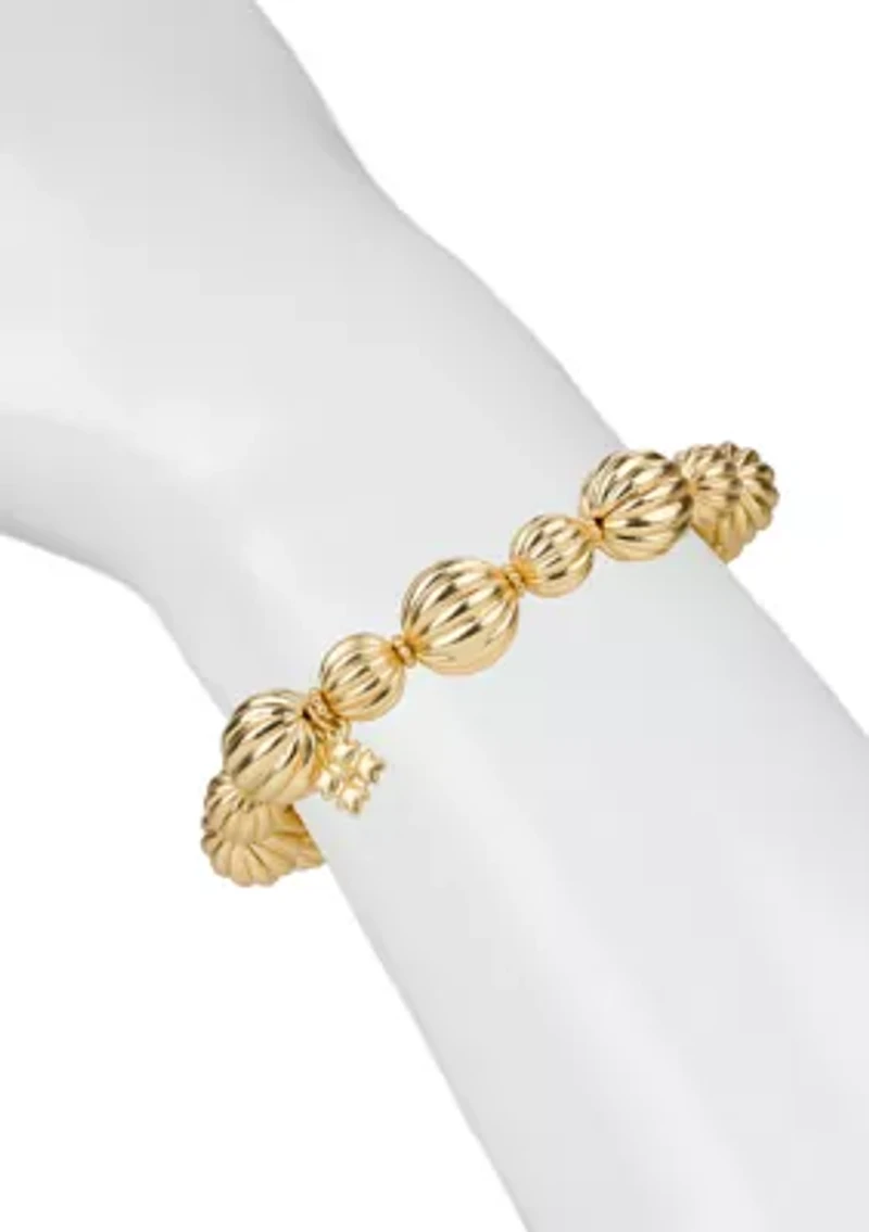 Scalloped Gold Tone Stretch Bracelet