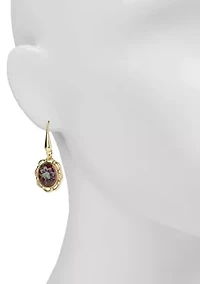 Red Flower French Wire Earrings