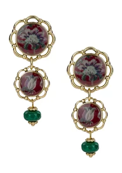 Double Drop Flower Beaded Earrings