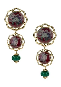 Double Drop Flower Beaded Earrings