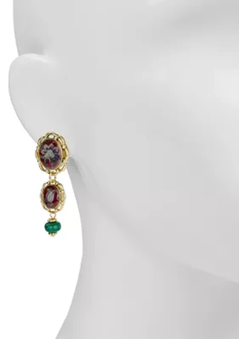 Double Drop Flower Beaded Earrings