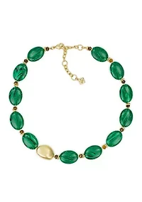 Green Oval Beaded Necklace