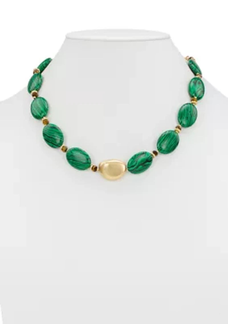 Green Oval Beaded Necklace