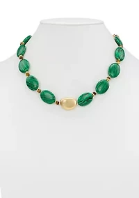 Green Oval Beaded Necklace