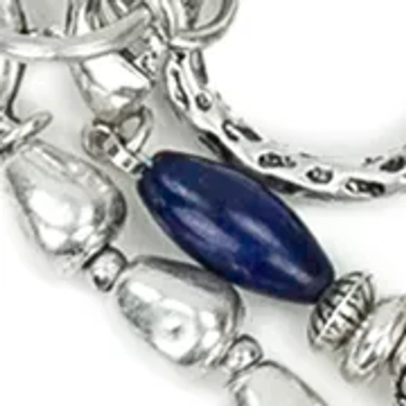 Blue Beaded Silver Tone Modular Multi Necklace