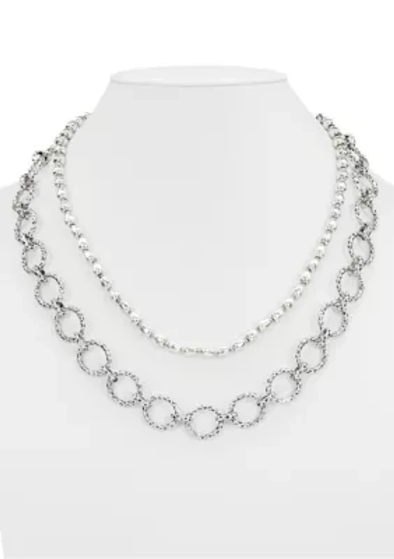 Blue Beaded Silver Tone Modular Multi Necklace