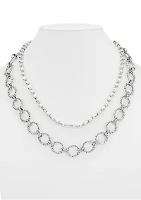 Blue Beaded Silver Tone Modular Multi Necklace