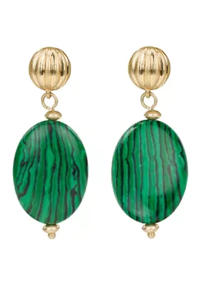 Green Oval Drop Earrings