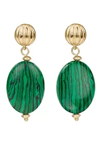 Green Oval Drop Earrings