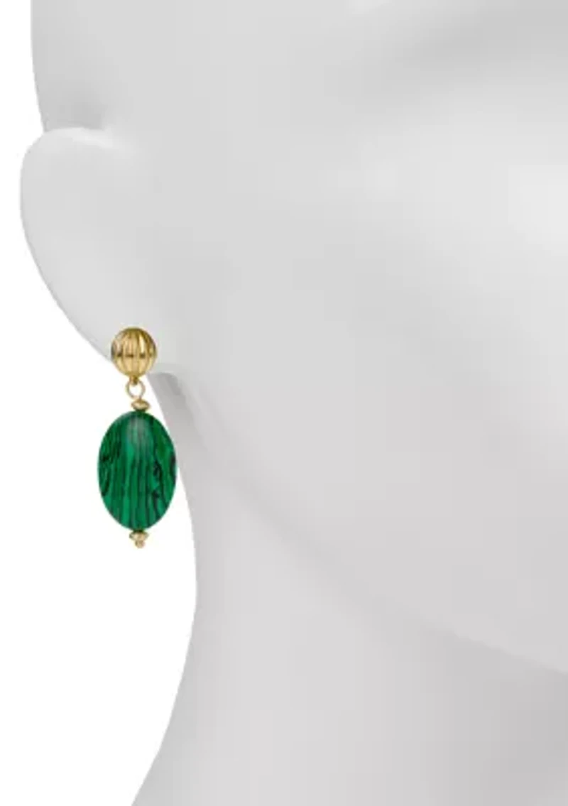Green Oval Drop Earrings