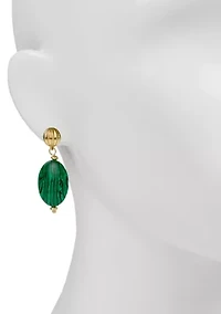 Green Oval Drop Earrings