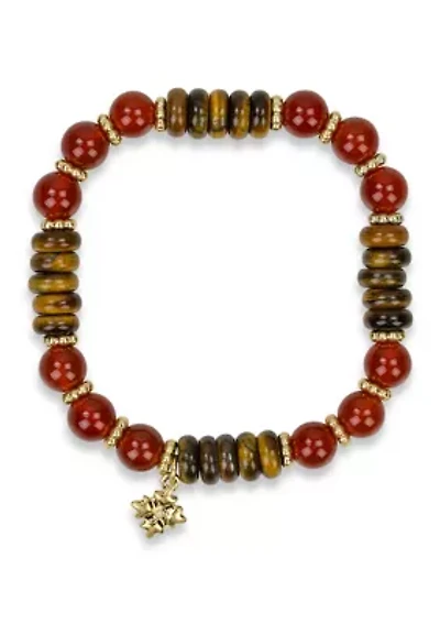 Multi Beaded Stretch Gold Tone Bracelet