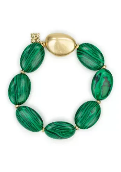 Green Gold Tone Stretch Bracelet