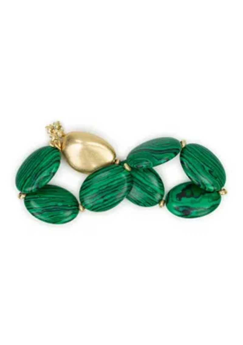 Green Gold Tone Stretch Bracelet