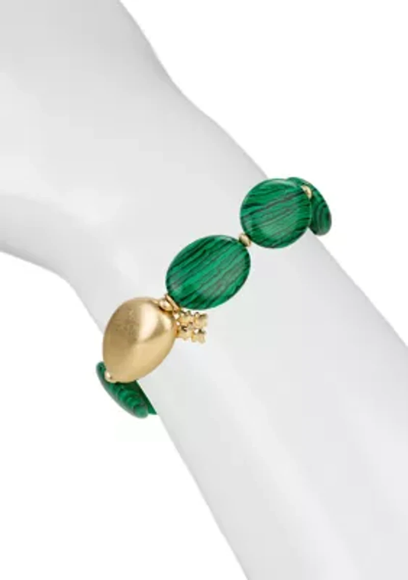 Green Gold Tone Stretch Bracelet