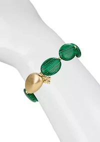 Green Gold Tone Stretch Bracelet