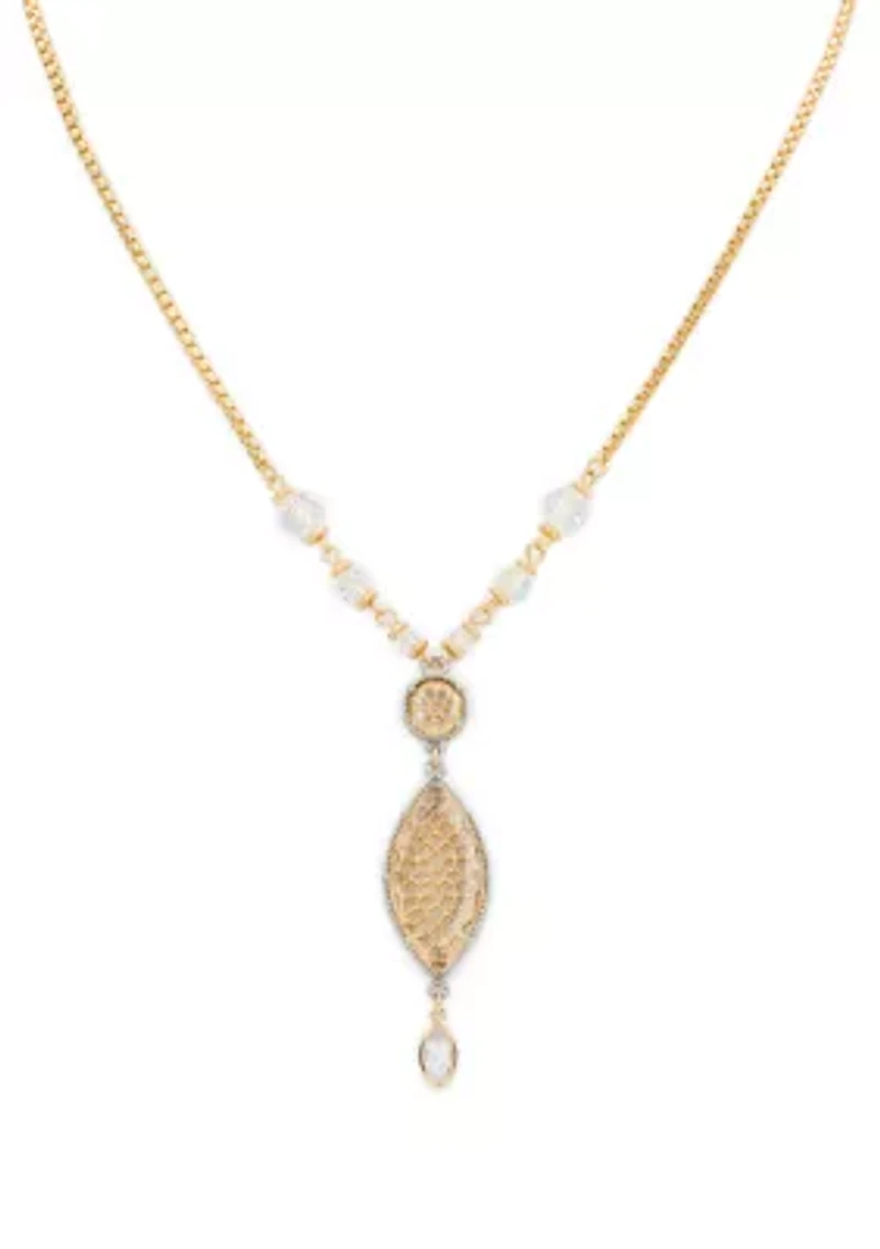 Marquise Pendant Bolo Necklace