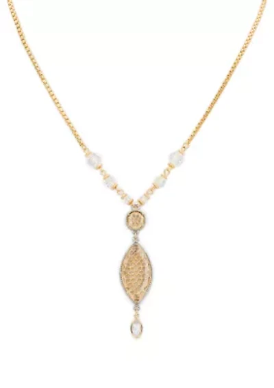 Marquise Pendant Bolo Necklace
