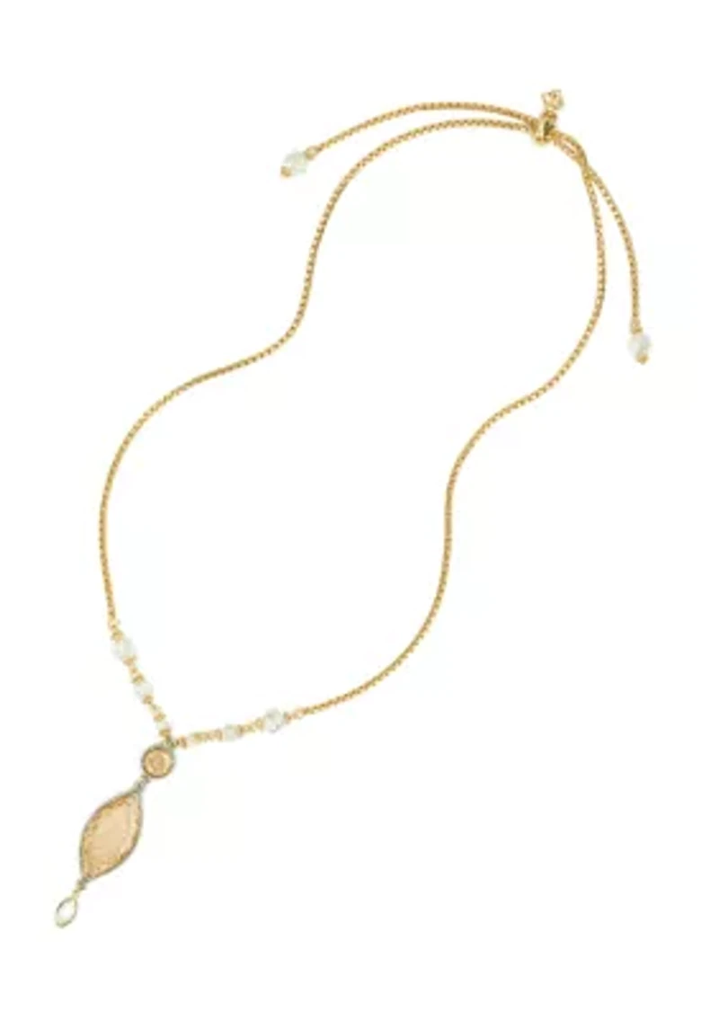 Marquise Pendant Bolo Necklace