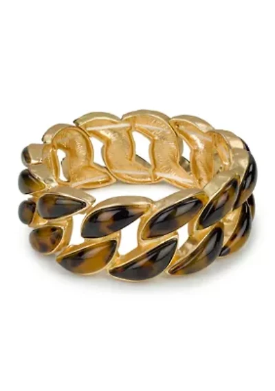 Gold Tone Stretch Link Bracelet