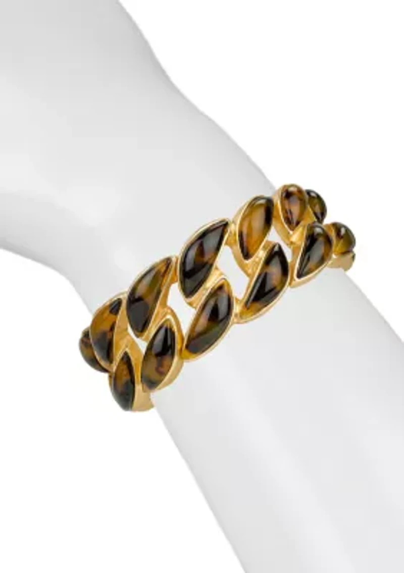 Gold Tone Stretch Link Bracelet