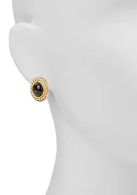 Gold Tone Clip On Button Earrings