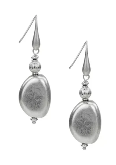 Worn Rhodium oval earrings