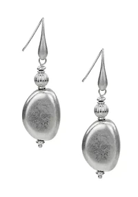 Worn Rhodium oval earrings