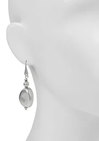 Worn Rhodium oval earrings