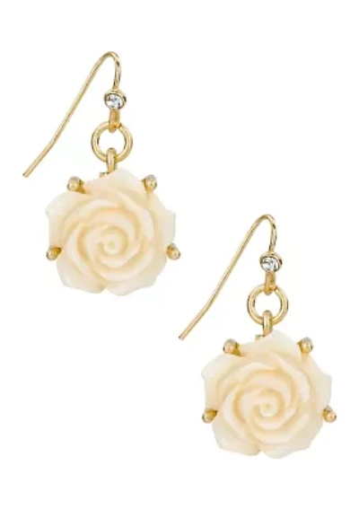 White Rose Drop Earrings