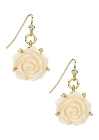 White Rose Drop Earrings