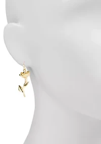 Rose with Stem Drop Earrings