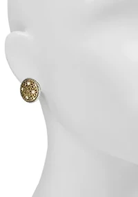 Two Tone Button Clip Earrings