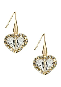 Pavé Heart Drop Earrings