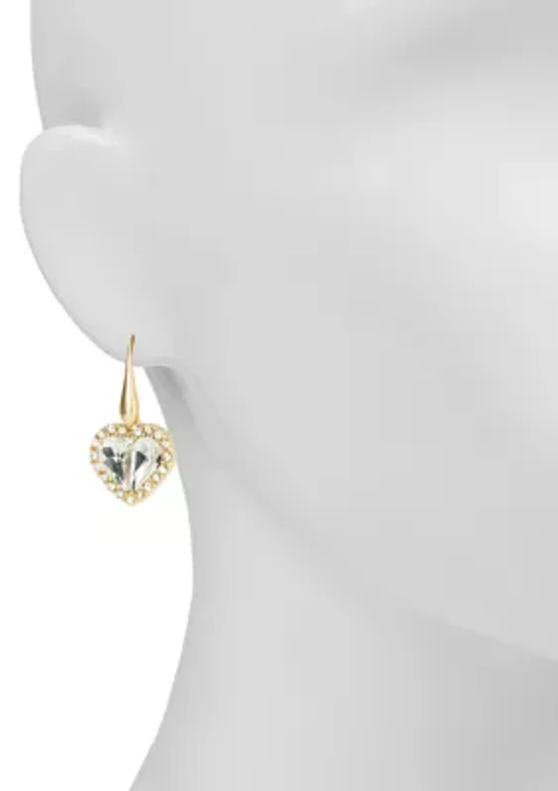 Pavé Heart Drop Earrings